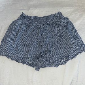 blue and white plaid skort